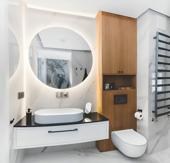accessible bathroom with walk in shower and safety grab bars